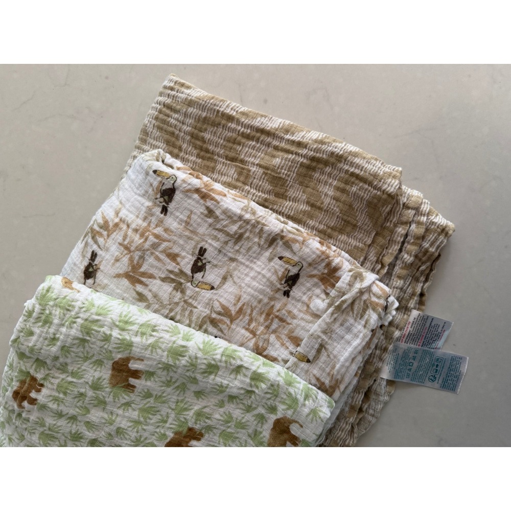Aden‎ + Anais Essentials Cotton Muslin Swaddle Blankets 3 Pack Elephant Toucan